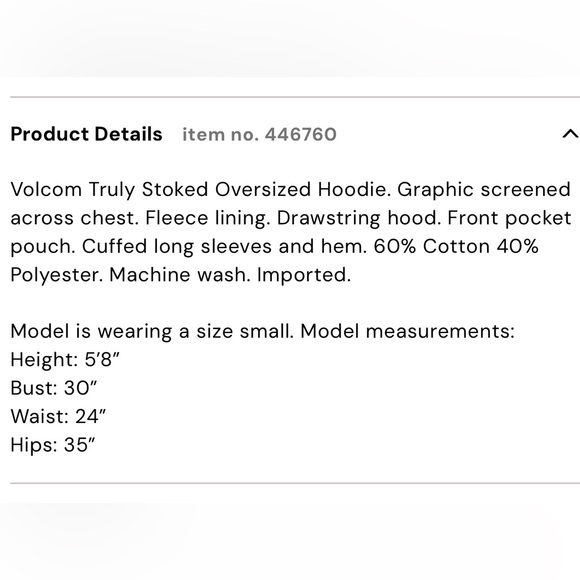 NWT Volcom Truly Stoked Oversized Hoodie - Picture 5 of 6